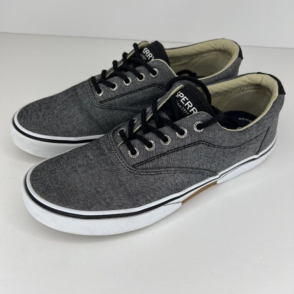 Sperry Top Sider Gray Canvas Sneakers STS13147 Low Top Men's Size 8M Sneakers